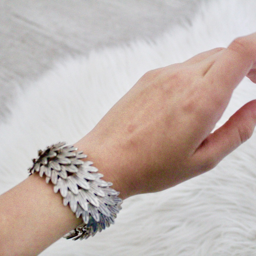 Silver Feathered Bracelet